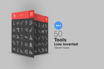 50 Tools Line Inverted Icons