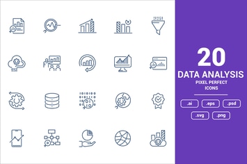 Flat line icons design - Data Analysis