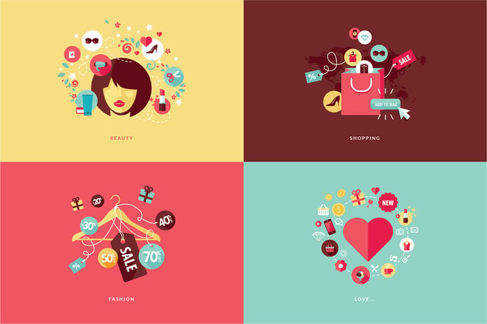 Set of Flat Design Concept Icons