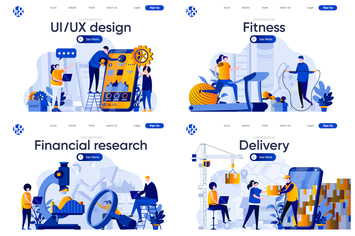 Collection Web Page Flat Concept with People