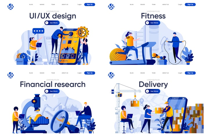 Collection Web Page Flat Concept with People