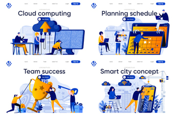 Collection Web Page Flat Concept with People