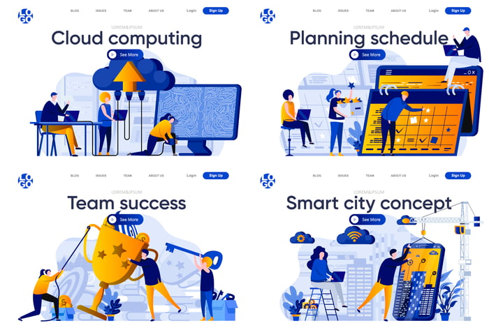 Collection Web Page Flat Concept with People