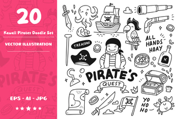 Kawaii Pirates Doodle Set