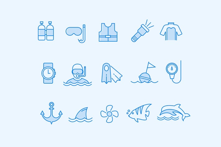 15 Scuba and Diving Icons