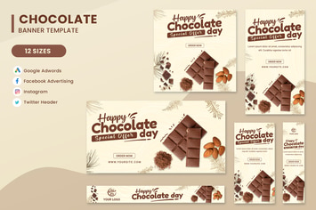 World Chocolate Day Banner Ads Set Template