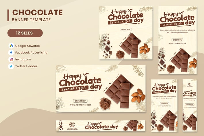 World Chocolate Day Banner Ads Set Template