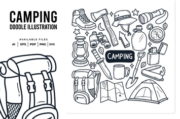 Camping Doodle Illustration