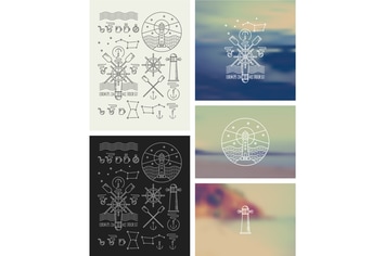 Set of icons on a theme of the sea