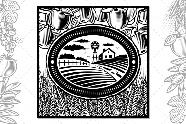 Retro Farm Black And White