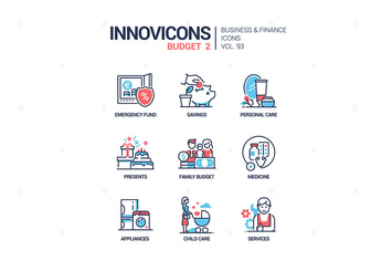 Budget - line design style icons set