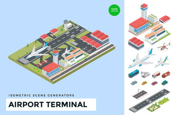 Isometric Airport Terminal Vector Scene Creator