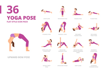 Yoga Pose2 Flat Style Icon Set