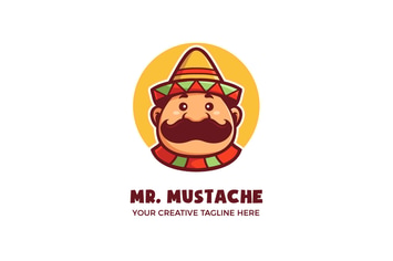 Cute Mexican Man Cartoon Mascot Logo Template