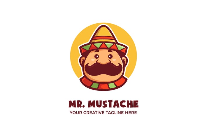 Cute Mexican Man Cartoon Mascot Logo Template