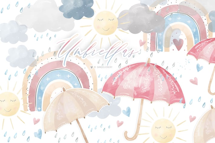 Watercolor Umbrellas design