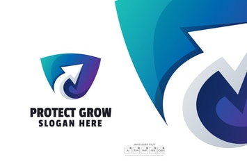 Protect Grow Gradient Logo Template