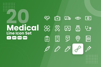 20 Medical Line Icon Set
