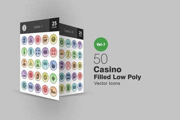 50 Casino Filled Low Poly Icons