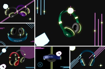 Neon Headphones Mockup
