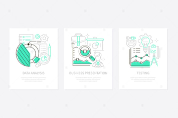 Analytics concept - line design style banners set