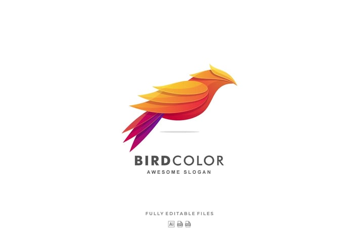 Abstract Bird Color Gradient Logo Template