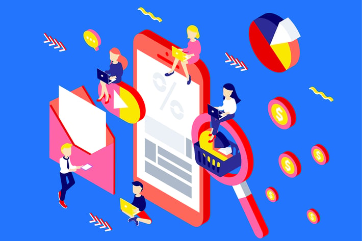 Mobile Marketing Isometric Illustration