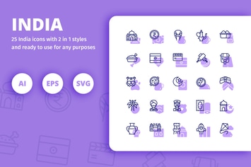 India Icons (Line and Solid)
