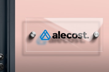 Wall Glass Name Plate Logo Mockup
