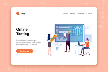 Online Testing flat concept for Landing page