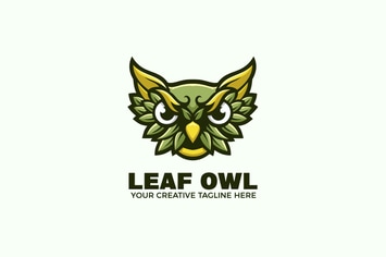 Green Owl Cartoon Mascot Logo Template