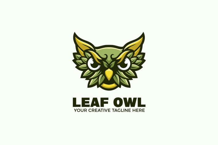 Green Owl Cartoon Mascot Logo Template