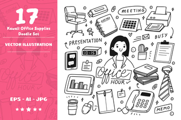 Kawaii Office Supplies Doodle Set