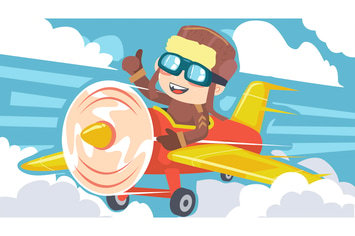 Monkey Airplane Kids Illustration