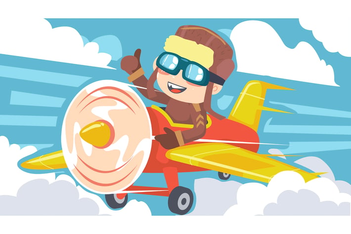 Monkey Airplane Kids Illustration