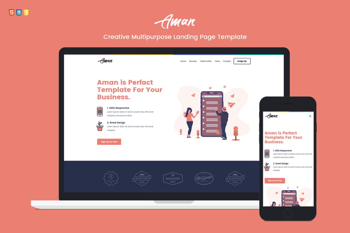Aman — Multipurpose Landing Page Template