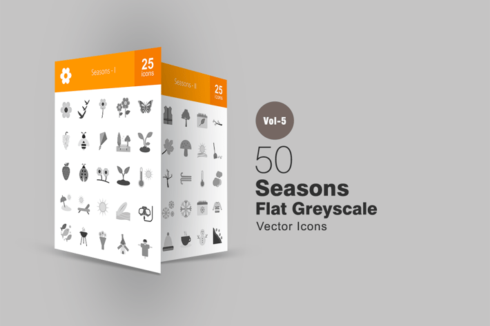 50 Seasons Greyscale Icons