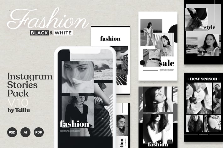 Instagram Story Template v10 Fashion Black and Whi