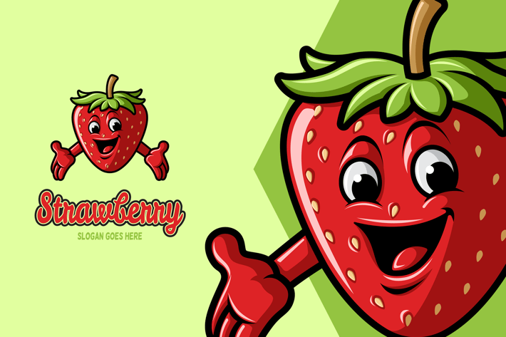 Strawberry - Mascot Logo