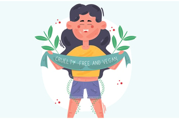 Woman Holding Banner Cruelty Free and Vegan