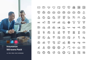 Insurance 100 Set Icons Pack