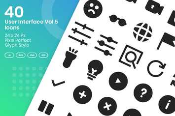 40 User Interface Vol 5 Icons Set - Glyph