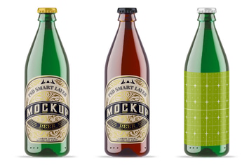 Colorful Glass Beer Bottle Mockup