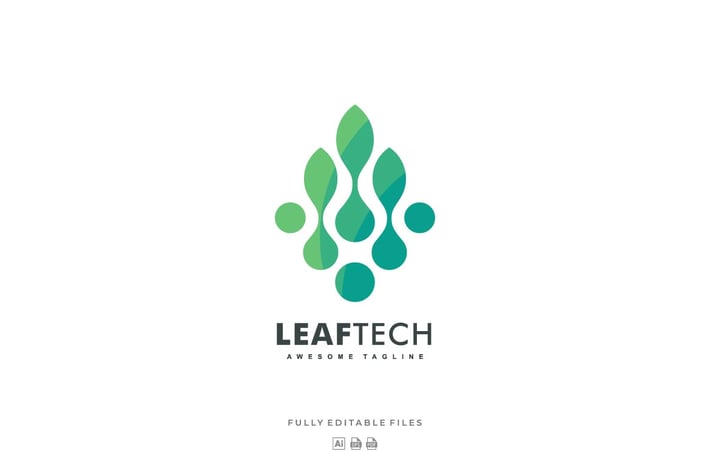 Abstract Leaf Tech Color Gradient Logo
