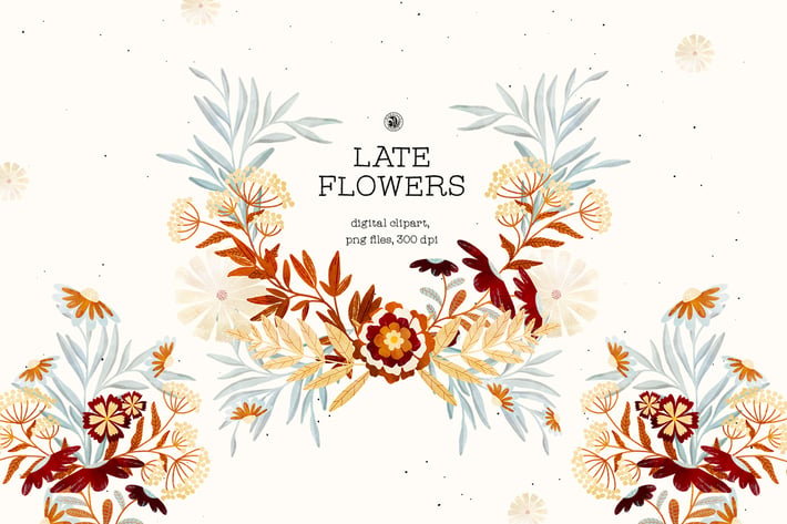 Late Flowers - digital clipart set