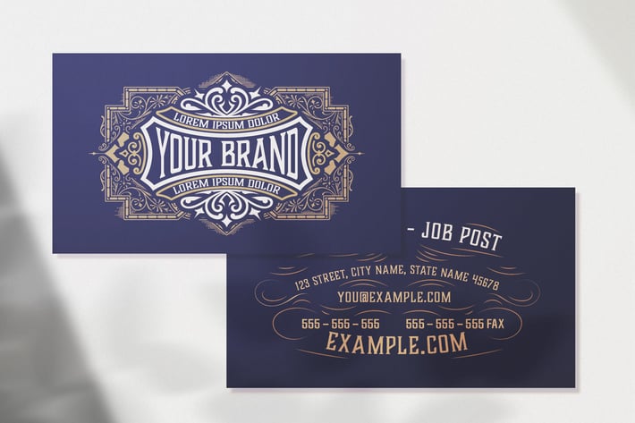 Vintage Business Card Layout with Ornaments 