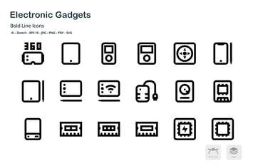 Electronic Gadgets Mini Bold Line Vector Icons
