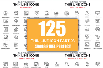 Set of Thin Line Business Icons