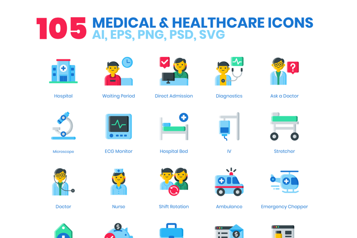 105 Medical & Healthcare Icons