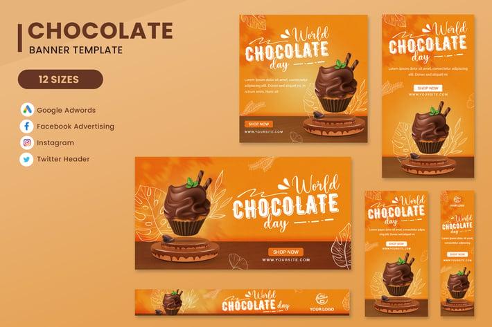 World Chocolate Banner Ads Set Template